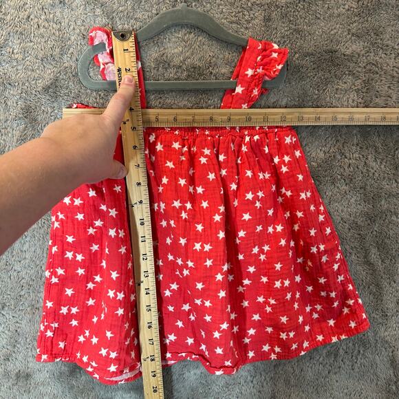 Cat & Jack Red White Star Pring Babydoll Top Muslin Cotton Girls L Large 10 12 - Picture 7 of 7